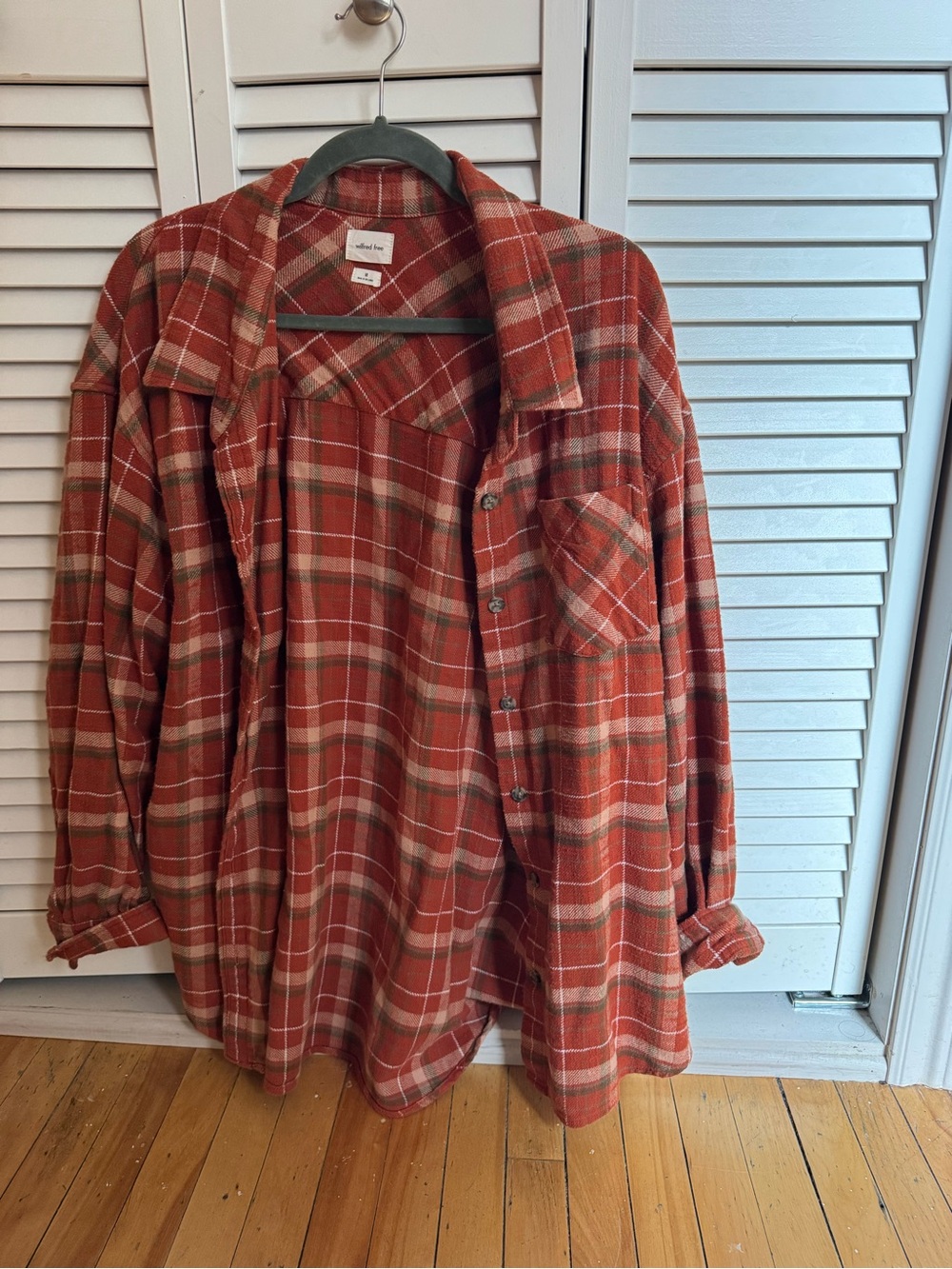 Wilfred Free Orange and Green Plaid Shirt - Medium